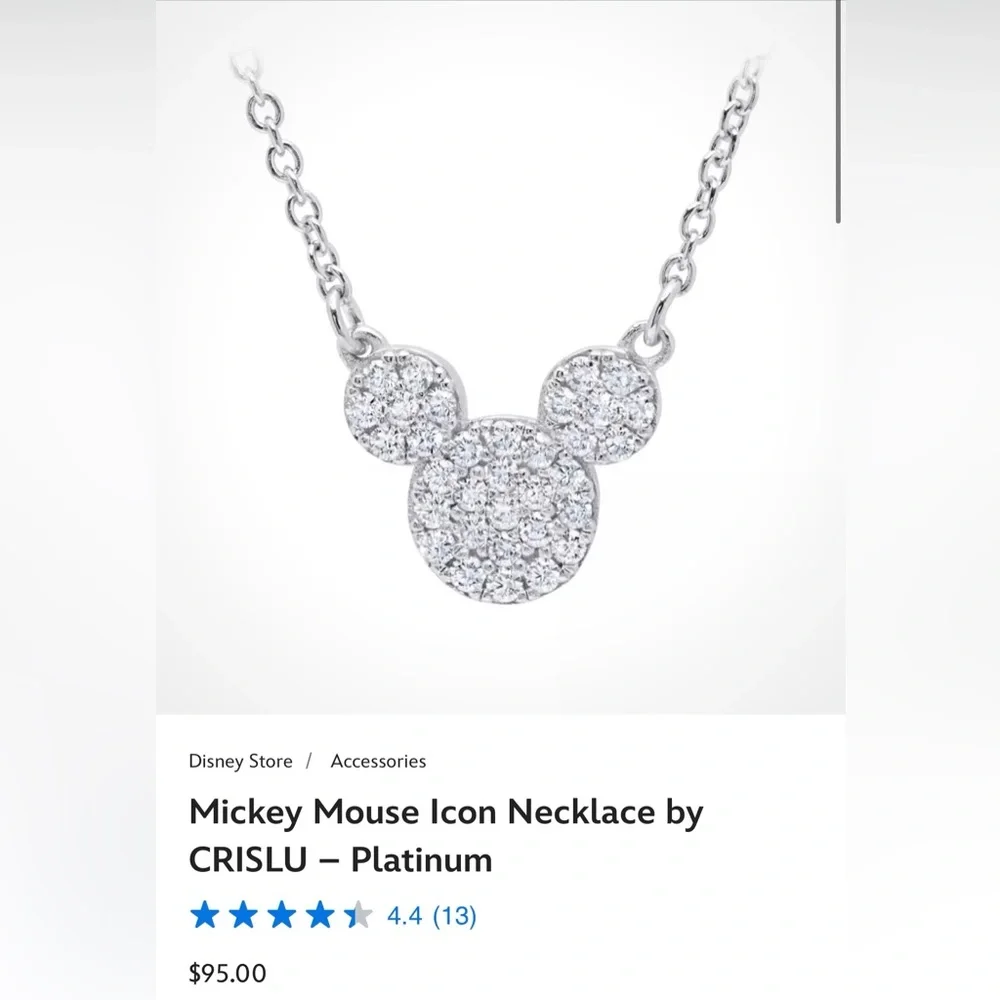 Disney Micky Mouse Sterling Silver dipped in Platinum with cubic zirconia - Picture 6 of 6